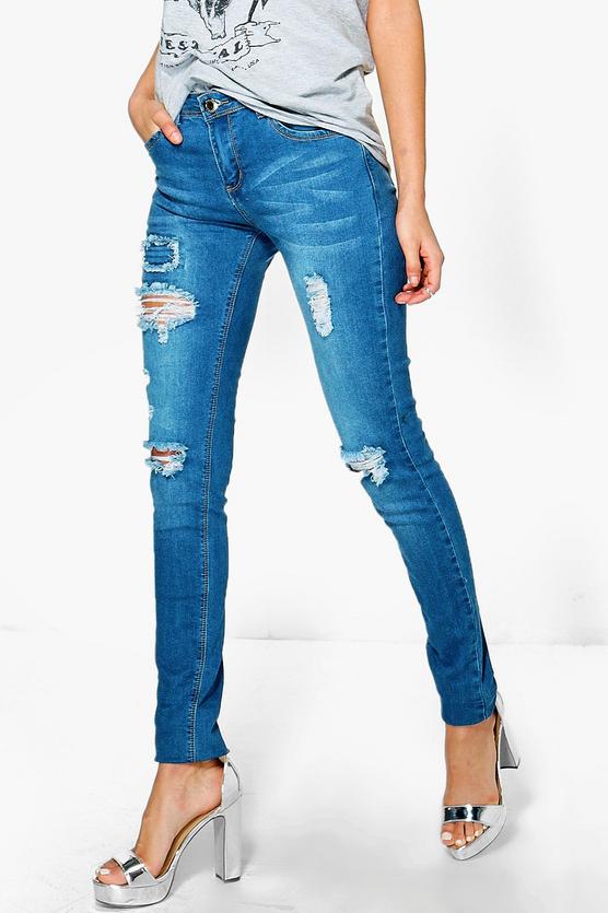 Tall Helsa Mid Rise Light Ripped Skinny Jean